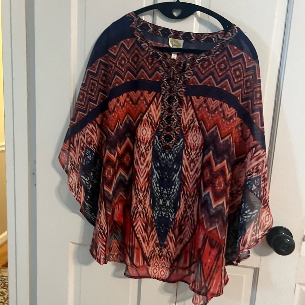 Fig & Flower Boho Peasant Top Embroidered Cottagecore Blouse Size L - Picture 10 of 11